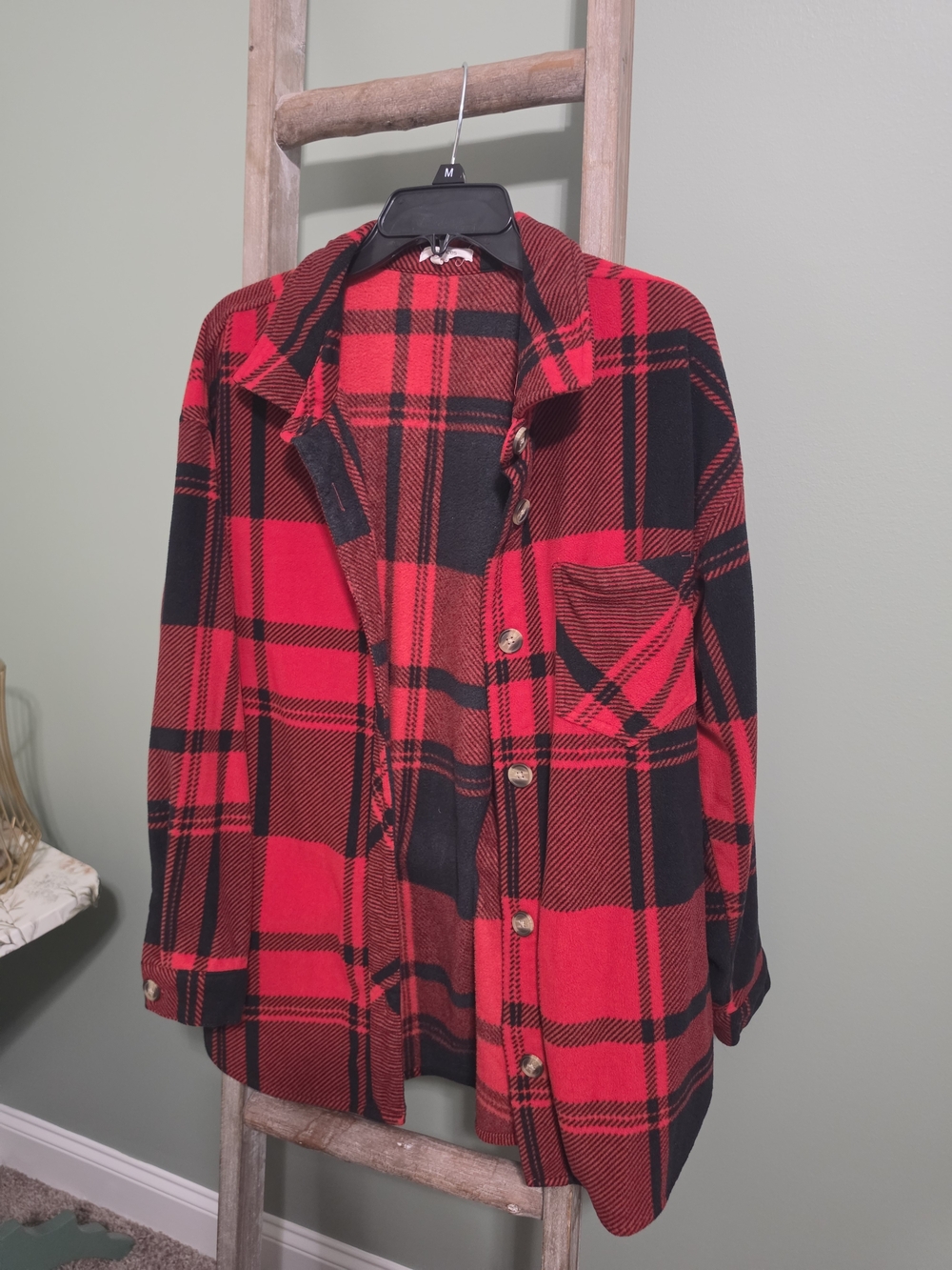 Maurices Red & Black Plaid Button-Up Jacket